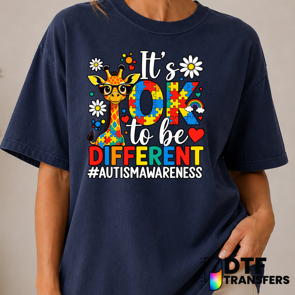 It's Ok to be Different – Autism Awareness DTF Transfer (view 2 of 2) – by Perfect DTF Transfers – Premade DTF Transfers –...