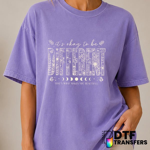 It's Okay To Be Different Mental Health Awareness – DTF Transfer (view 2 of 2) – by Perfect DTF Transfers – Premade DTF Tr...