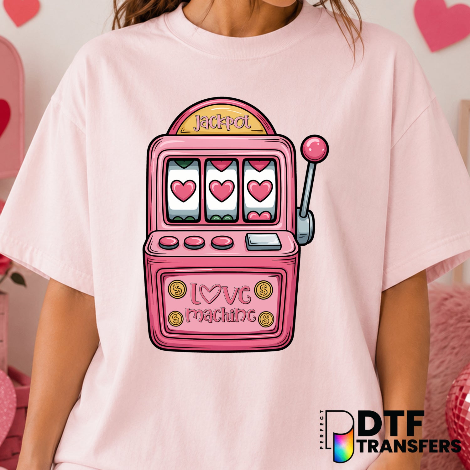 JACKPOT Love Machine – Valentine's Day DTF Transfer (view 2 of 2) – by Perfect DTF Transfers – Premade DTF Transfers – Val...