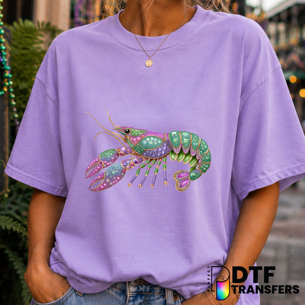Jeweled Crawfish Mardi Gras – DTF Transfer (view 1 of 2) – by Perfect DTF Transfers – Premade DTF Transfers – Mardi Gras,...
