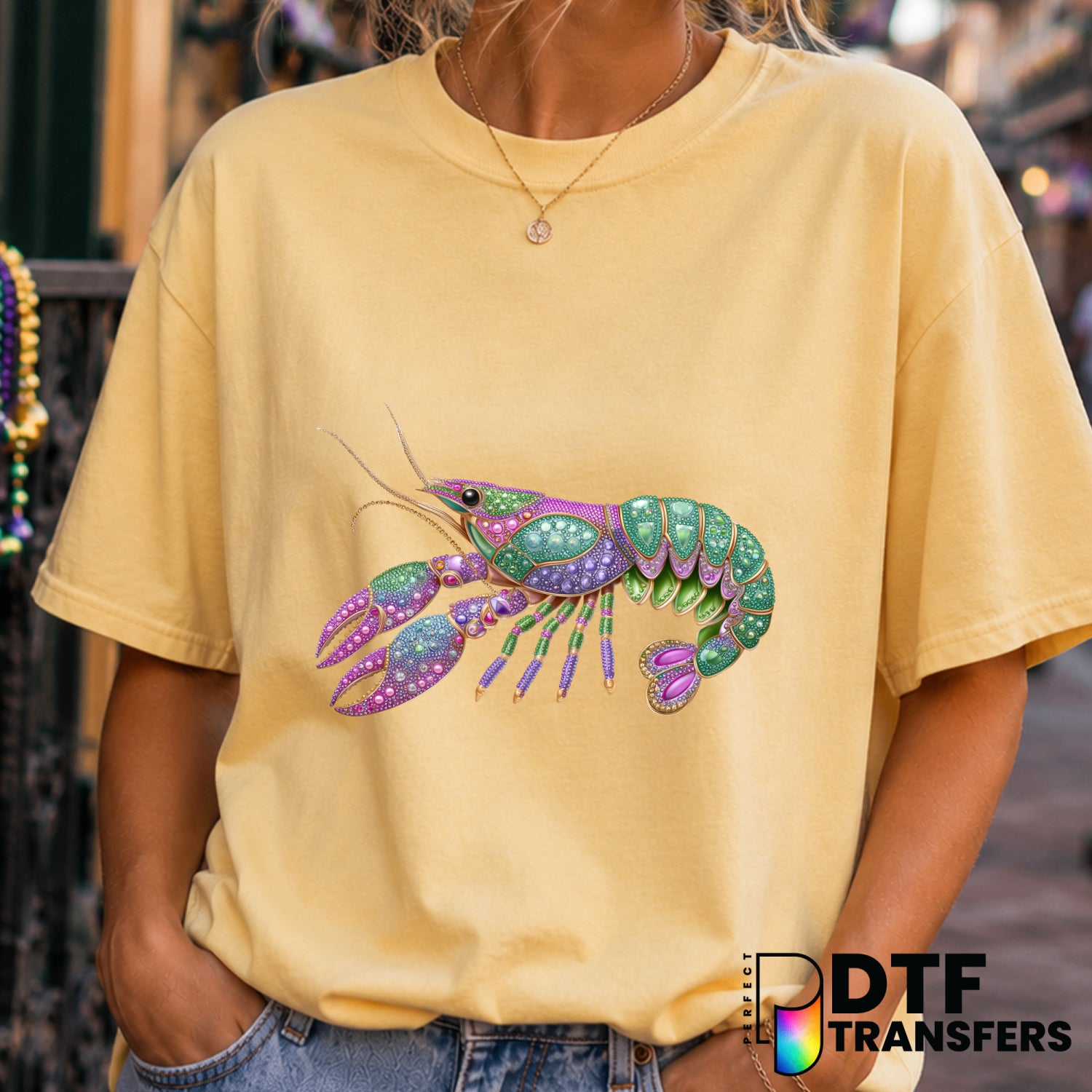 Jeweled Crawfish Mardi Gras – DTF Transfer (view 2 of 2) – by Perfect DTF Transfers – Premade DTF Transfers – Mardi Gras,...