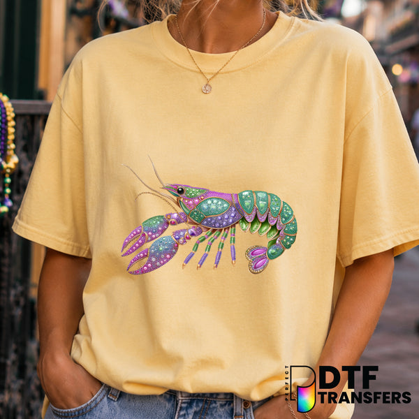 Jeweled Crawfish Mardi Gras – DTF Transfer (view 2 of 2) – by Perfect DTF Transfers – Premade DTF Transfers – Mardi Gras,...