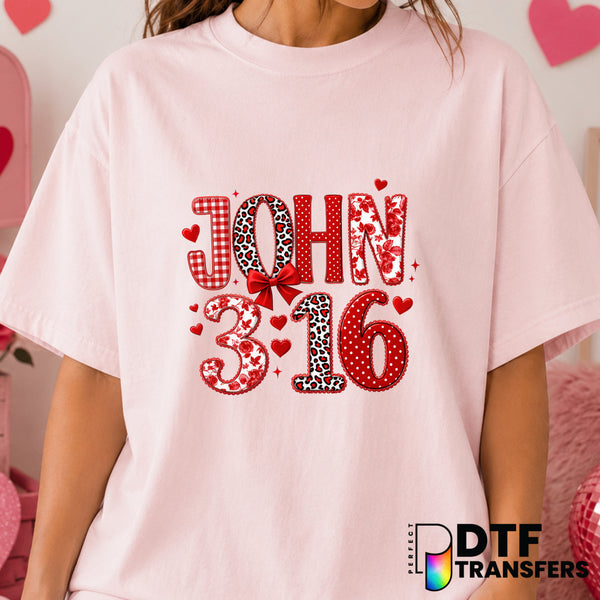 JOHN 3:16 – Valentine's Day DTF Transfer (view 2 of 2) – by Perfect DTF Transfers – Premade DTF Transfers – Valentine's Da...
