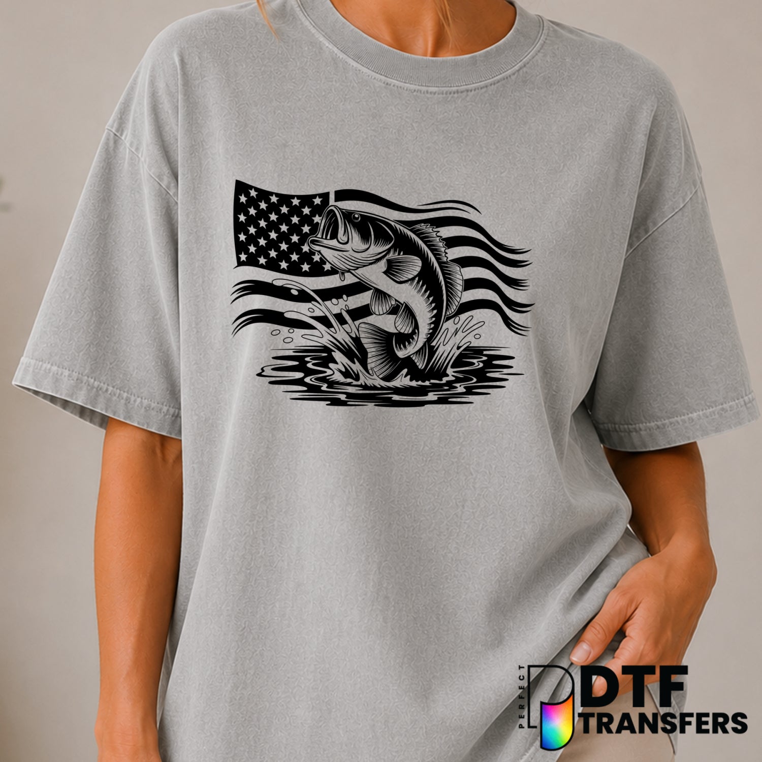 Jumping Black Bass – Fishing DTF Transfer (view 1 of 2) – by Perfect DTF Transfers – Premade DTF Transfers – Fishing, Outdoor
