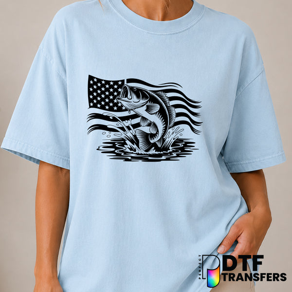 Jumping Black Bass – Fishing DTF Transfer (view 2 of 2) – by Perfect DTF Transfers – Premade DTF Transfers – Fishing, Outdoor
