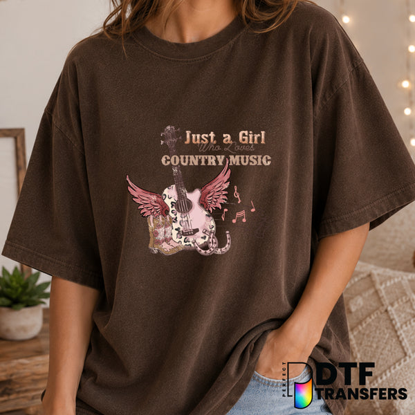 Just a Girl Who Loves Country Music Valentine's Day – DTF Transfer (view 2 of 2) – by Perfect DTF Transfers – Premade DTF...