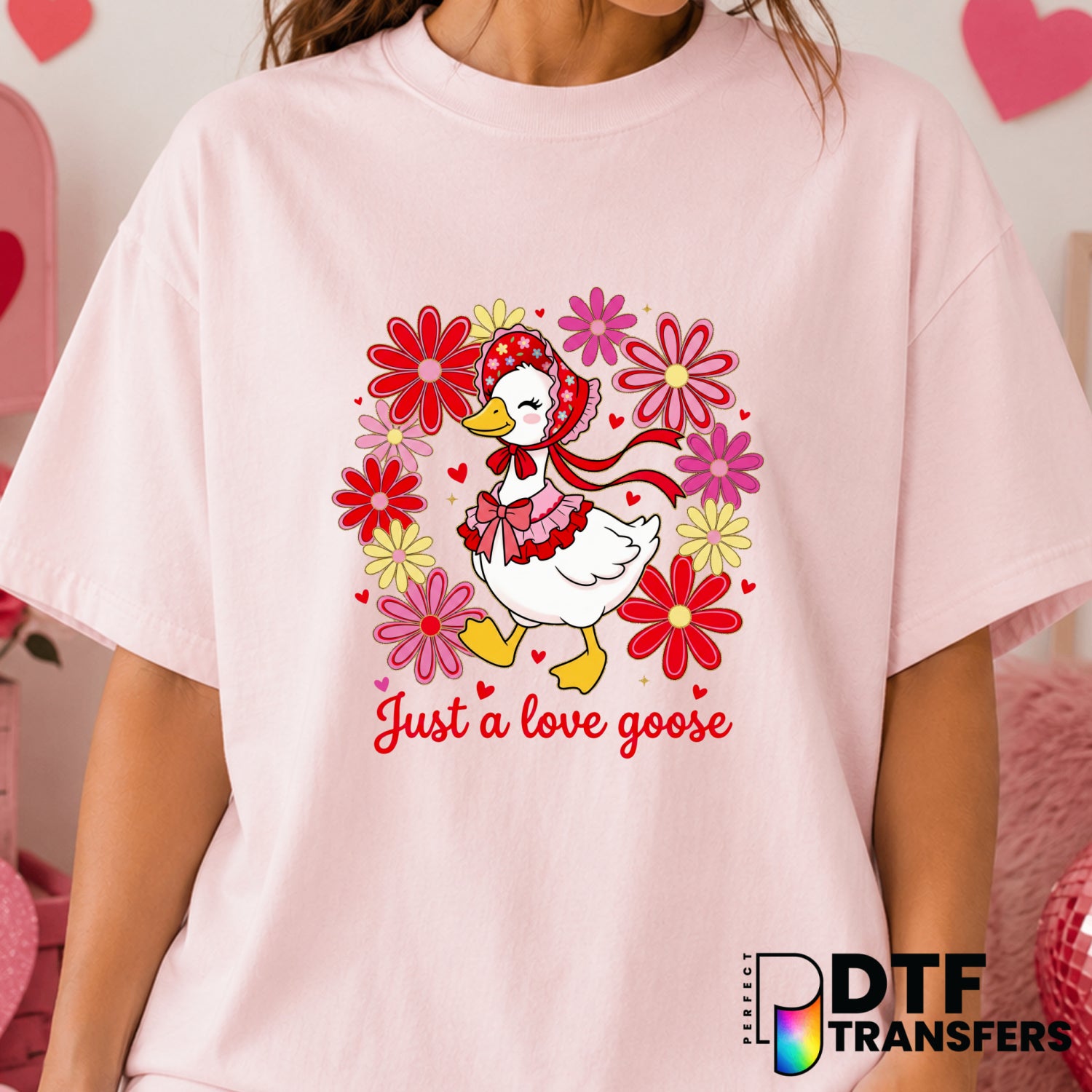 Just a Love Goose – Valentine's Day DTF Transfer (view 1 of 2) – by Perfect DTF Transfers – Premade DTF Transfers – Valent...