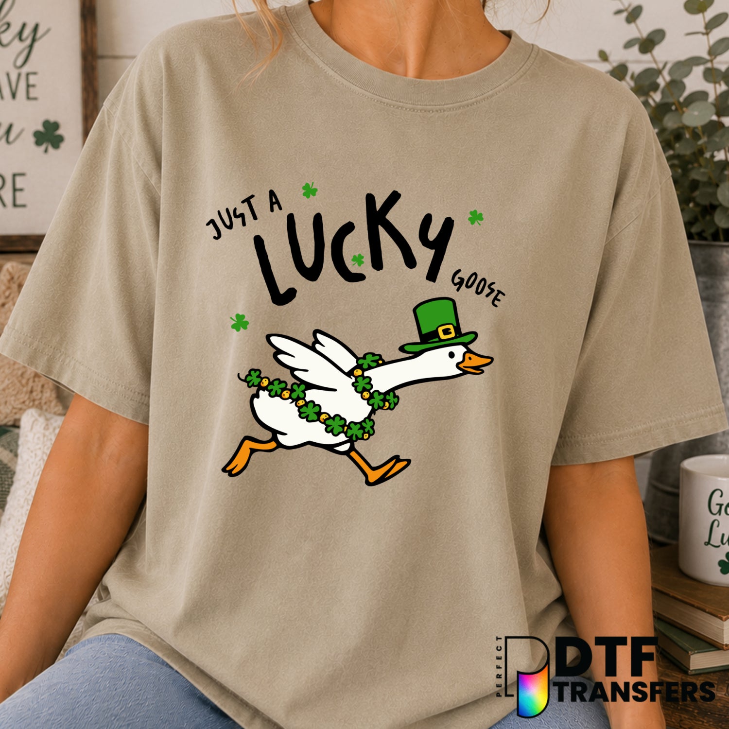 Just a lucky goose St Patrick's Day – DTF Transfer (view 1 of 2) – by Perfect DTF Transfers – Premade DTF Transfers – St....
