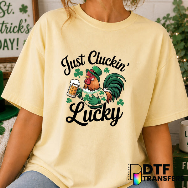 Just Chicken Lucky Beer – St. Patrick's Day DTF Transfer (view 1 of 2) – by Perfect DTF Transfers – Premade DTF Transfers...