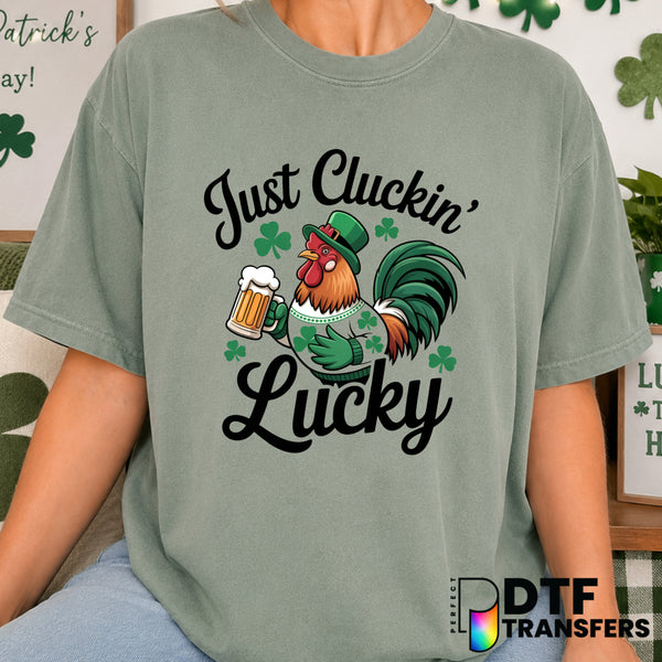 Just Chicken Lucky Beer – St. Patrick's Day DTF Transfer (view 2 of 2) – by Perfect DTF Transfers – Premade DTF Transfers...