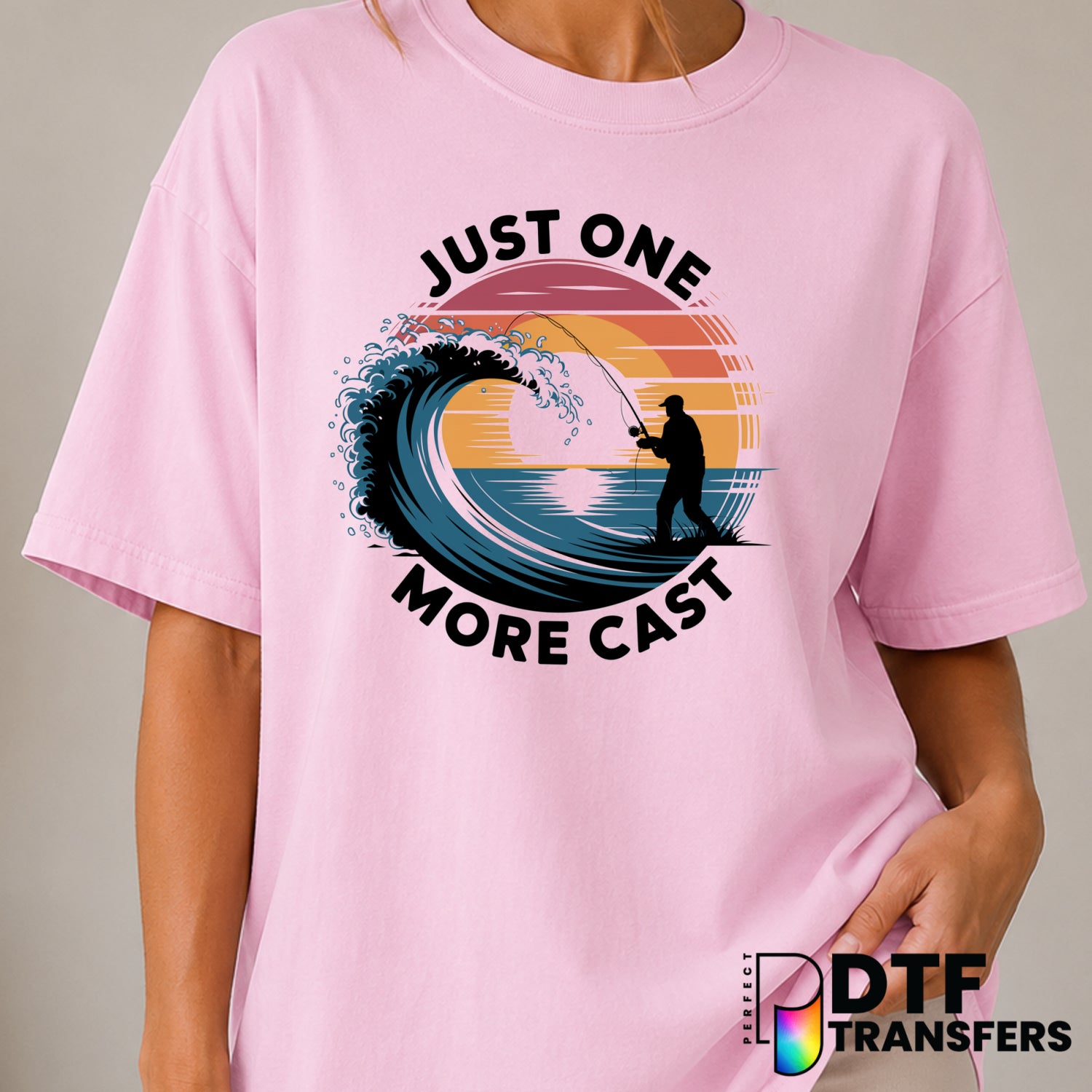 Just One More Cast – Fishing DTF Transfer (view 1 of 2) – by Perfect DTF Transfers – Premade DTF Transfers – Fishing, Outdoor