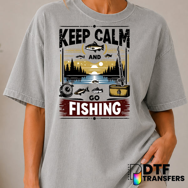 KEEP CALM AND GO FISHING – DTF Transfer (view 1 of 2) – by Perfect DTF Transfers – Premade DTF Transfers – Fishing, Outdoor
