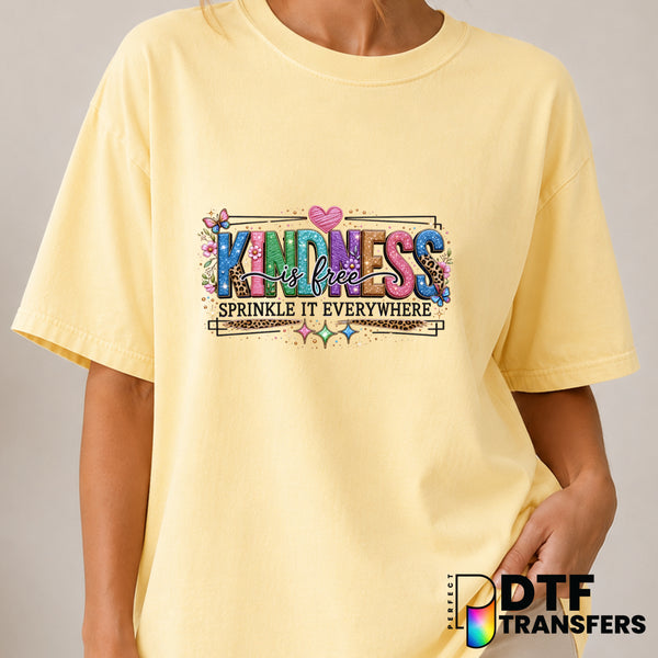 Kindness Is Free Sprinkle It Everywhere – Mental Health Awareness DTF Transfer (view 1 of 2) – by Perfect DTF Transfers –...