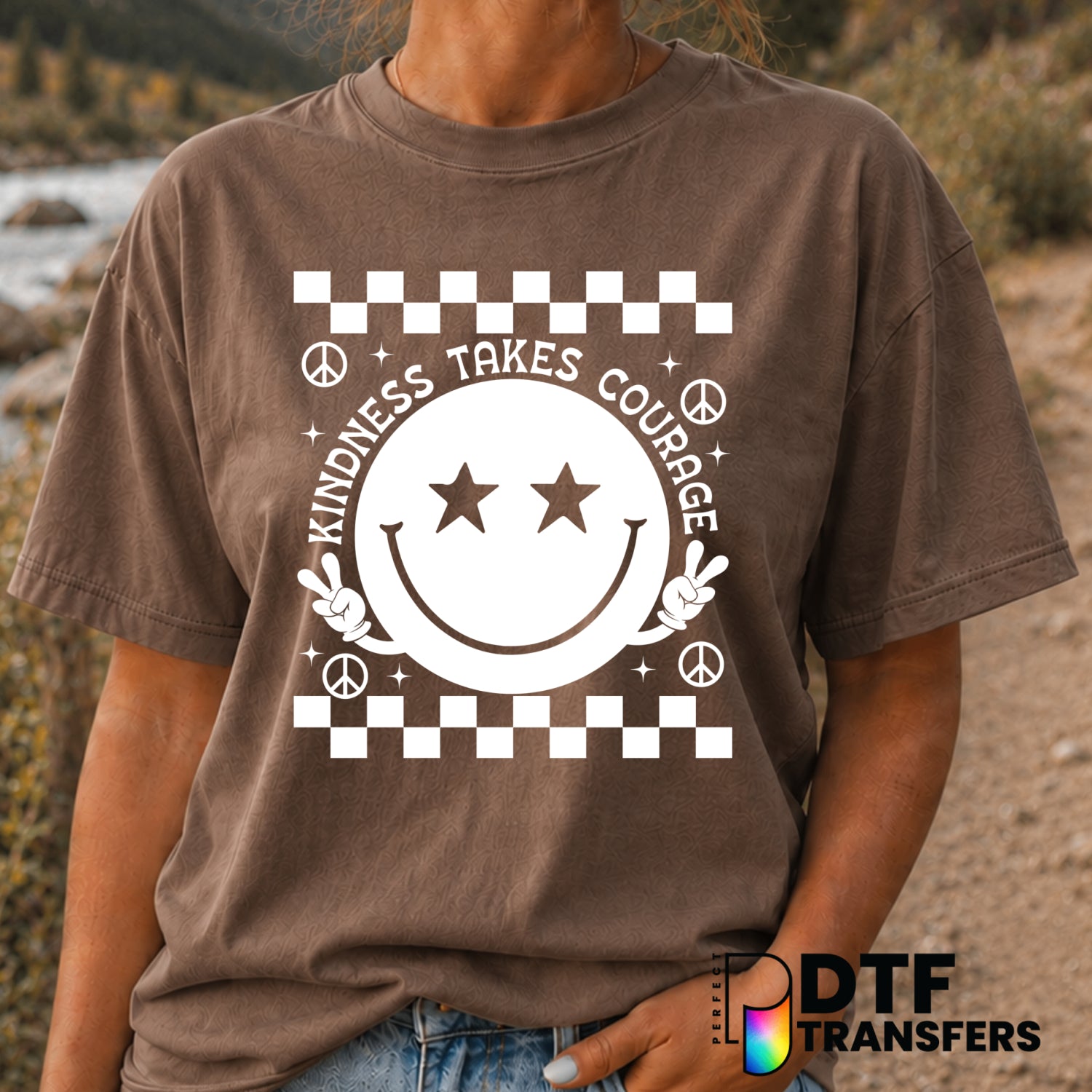 KINDNESS TAKES COURAGE – Anti-Bullying DTF Transfer (view 1 of 2) – by Perfect DTF Transfers – Premade DTF Transfers – Ant...