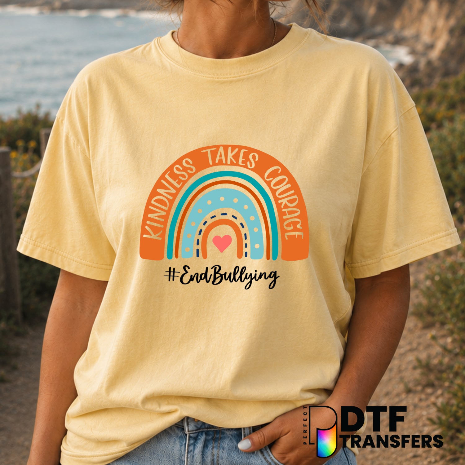 KINDNESS TAKES COURAGE END BULLYING – Anti-Bullying DTF Transfer (view 1 of 2) – by Perfect DTF Transfers – Premade DTF Tr...