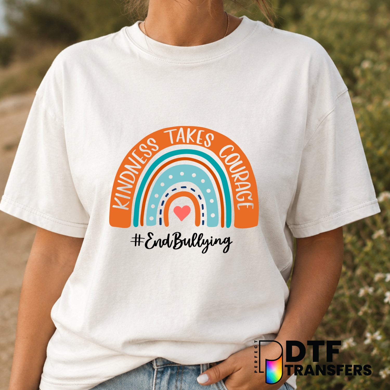 KINDNESS TAKES COURAGE END BULLYING – Anti-Bullying DTF Transfer (view 2 of 2) – by Perfect DTF Transfers – Premade DTF Tr...
