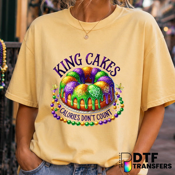 KING CAKE CALORIES DON'T COUNT – Mardi Gras DTF Transfer (view 1 of 2) – by Perfect DTF Transfers – Premade DTF Transfers...