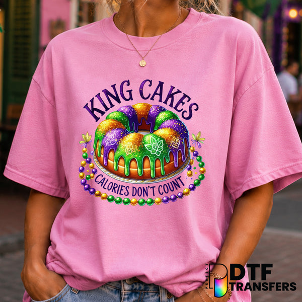 KING CAKE CALORIES DON'T COUNT – Mardi Gras DTF Transfer (view 2 of 2) – by Perfect DTF Transfers – Premade DTF Transfers...