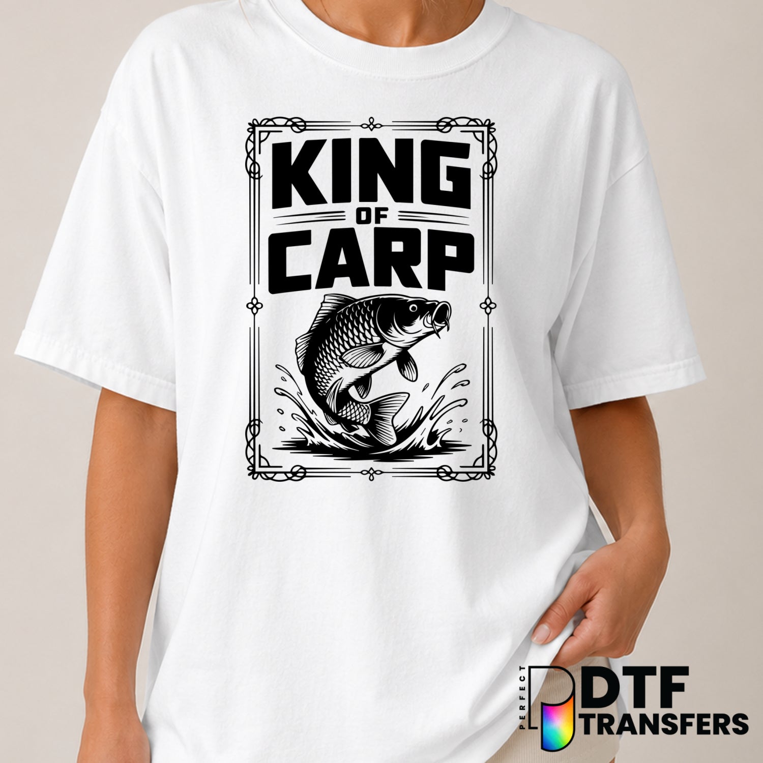 KING OF CARP – Fishing DTF Transfer (view 1 of 2) – by Perfect DTF Transfers – Premade DTF Transfers – Fishing, Outdoor