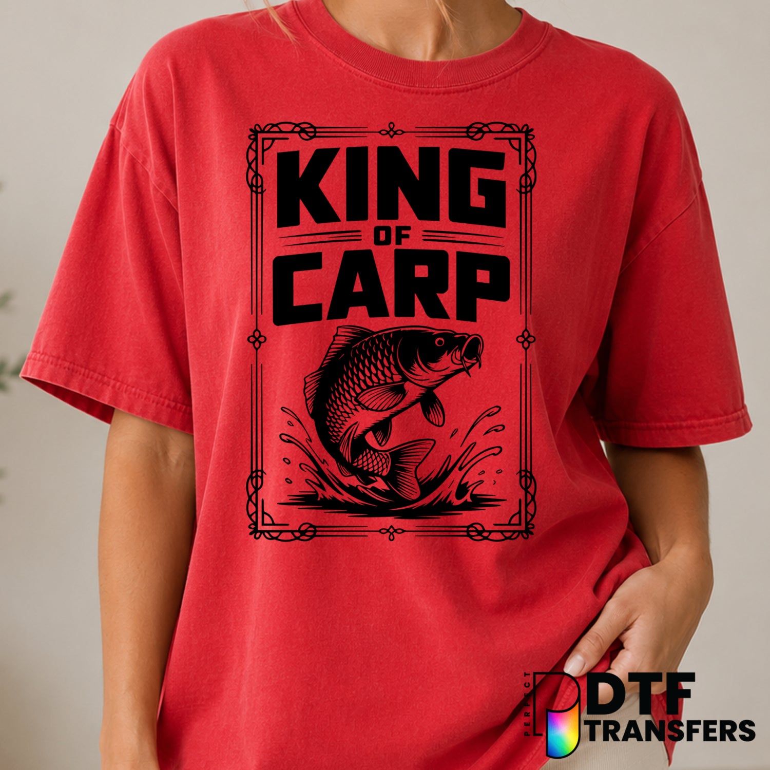 KING OF CARP – Fishing DTF Transfer (view 2 of 2) – by Perfect DTF Transfers – Premade DTF Transfers – Fishing, Outdoor