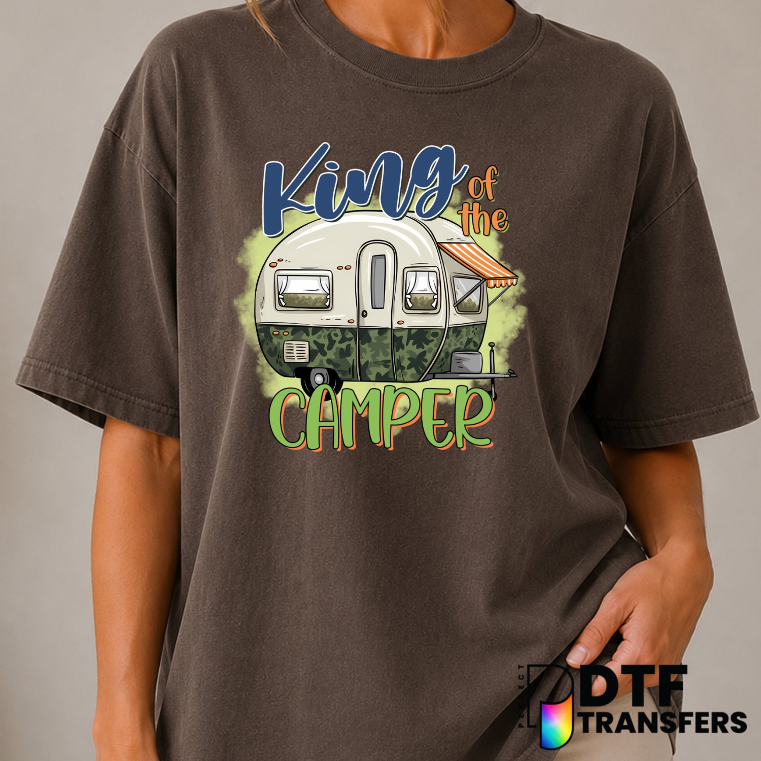 King Of The Camper RV Life Retro Camping Life – Camping DTF Transfer (view 2 of 2) – by Perfect DTF Transfers – Premade DT...