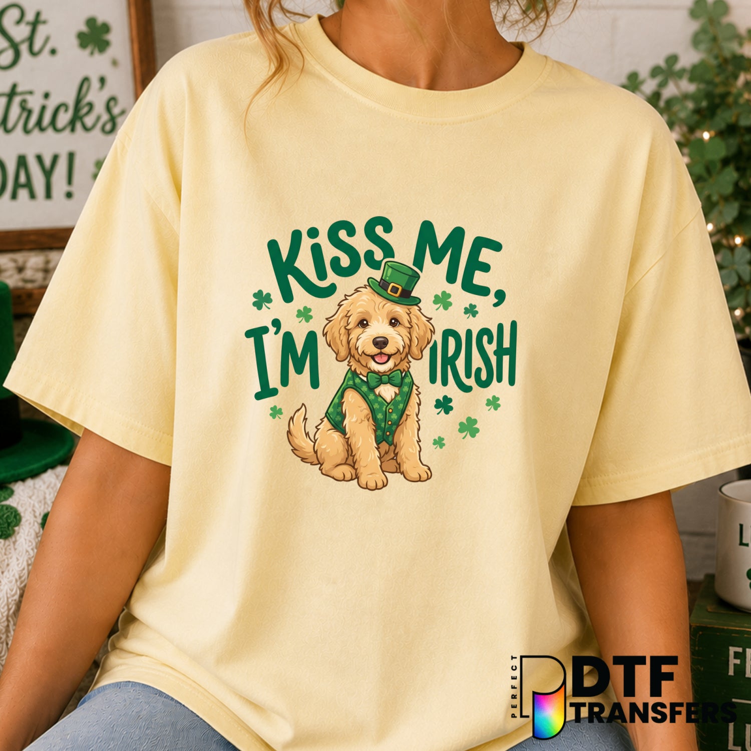Kiss Me I'm Irish – St. Patrick's Day DTF Transfer (view 1 of 2) – by Perfect DTF Transfers – Premade DTF Transfers – St....