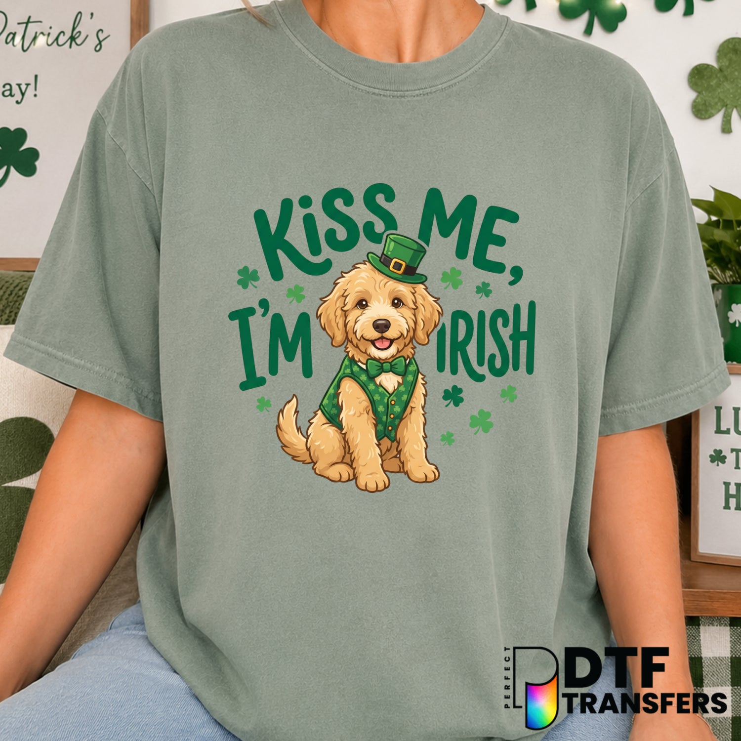 Kiss Me I'm Irish – St. Patrick's Day DTF Transfer (view 2 of 2) – by Perfect DTF Transfers – Premade DTF Transfers – St....