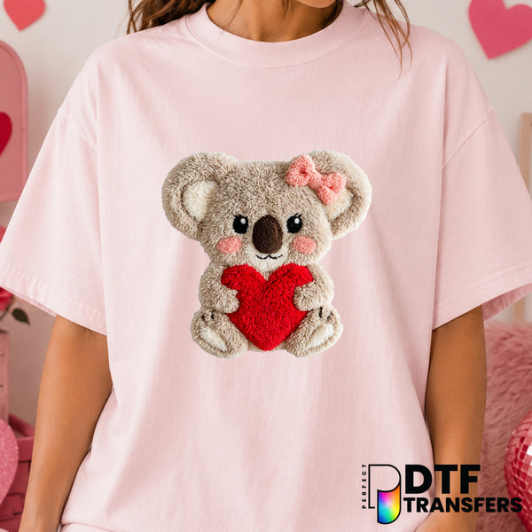 Koala Heart – Valentine's Day DTF Transfer (view 1 of 2) – by Perfect DTF Transfers – Premade DTF Transfers – Valentine's...