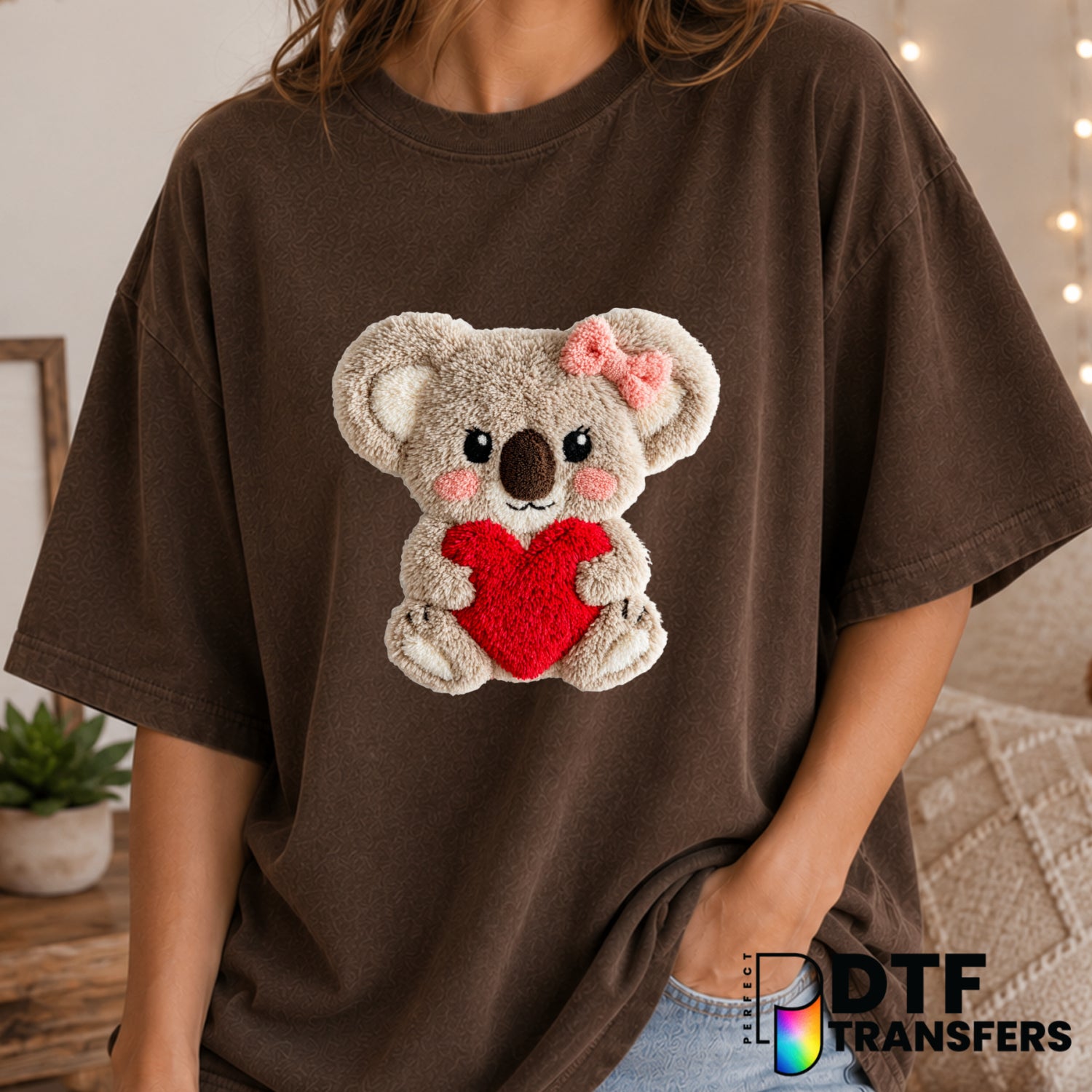 Koala Heart – Valentine's Day DTF Transfer (view 2 of 2) – by Perfect DTF Transfers – Premade DTF Transfers – Valentine's...
