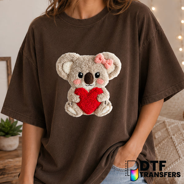 Koala Heart – Valentine's Day DTF Transfer (view 2 of 2) – by Perfect DTF Transfers – Premade DTF Transfers – Valentine's...