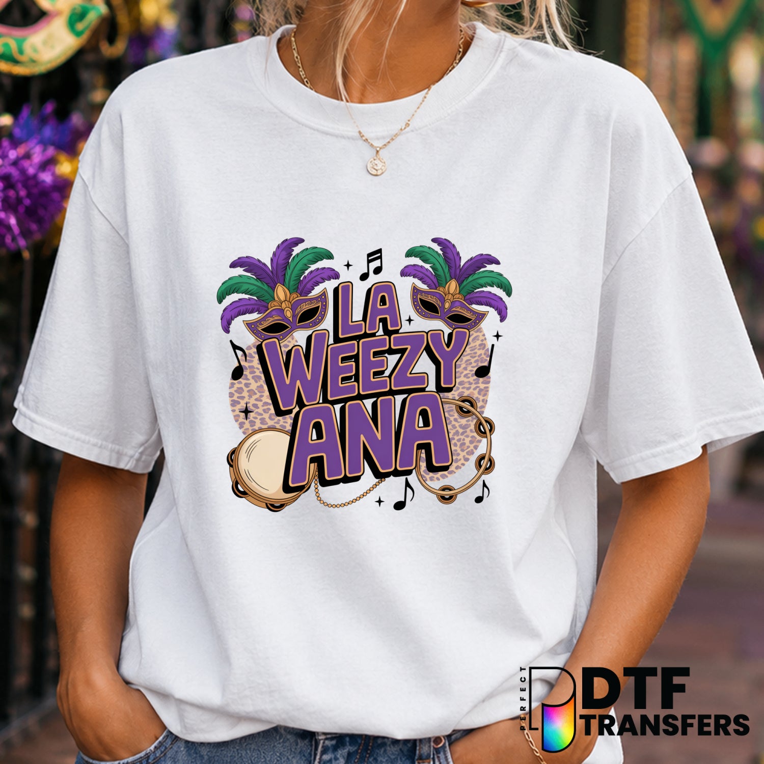 La Weezy Ana Mardi Gras Leopard Carnival Music – DTF Transfer (view 1 of 2) – by Perfect DTF Transfers – Premade DTF Trans...