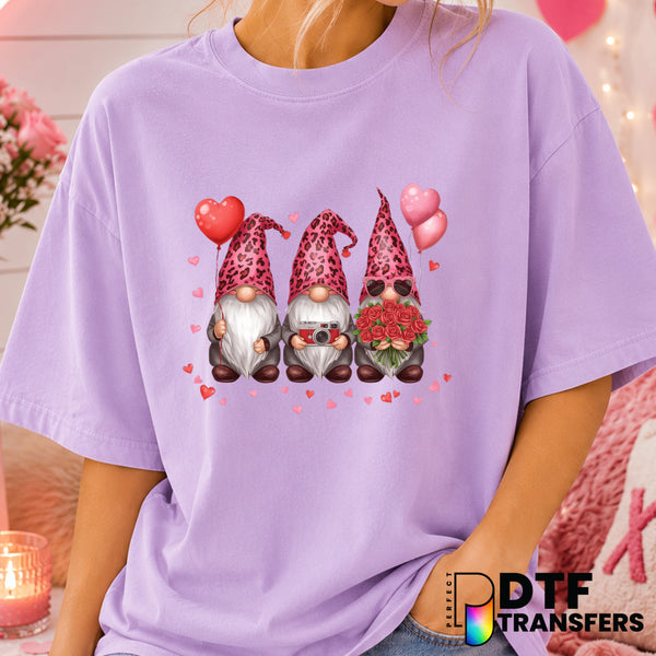 Leopard Gnome Balloons Hearts – Valentine's Day DTF Transfer (view 1 of 2) – by Perfect DTF Transfers – Premade DTF Transf...