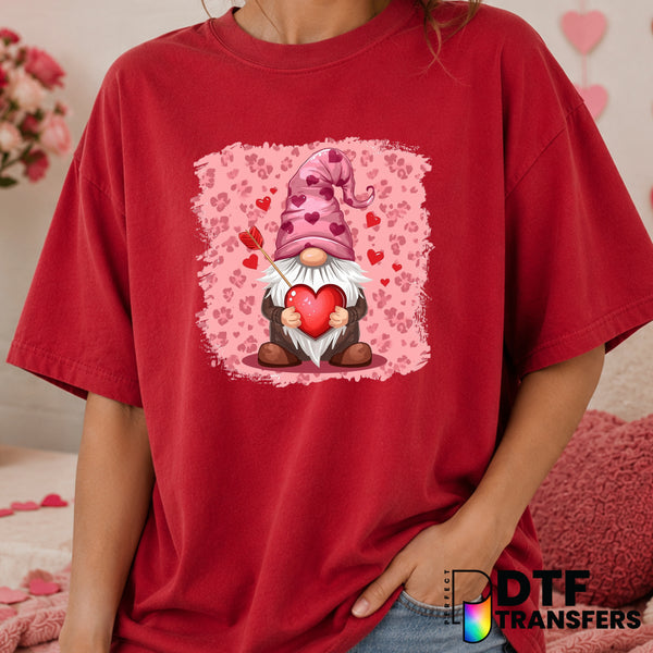 Leopard Gnome Heart – Valentine's Day DTF Transfer (view 2 of 2) – by Perfect DTF Transfers – Premade DTF Transfers – Vale...