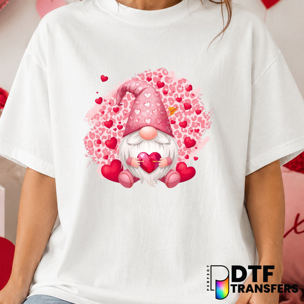 Leopard Print Gnome Heart – Valentine's Day DTF Transfer (view 1 of 2) – by Perfect DTF Transfers – Premade DTF Transfers...