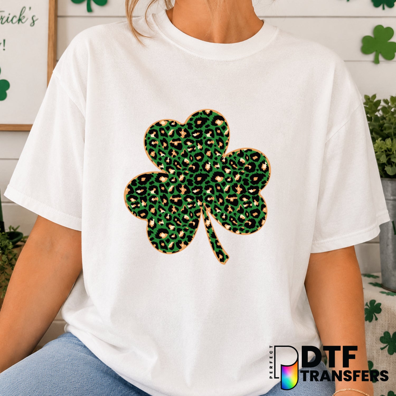Leopard Print Shamrock – St. Patrick's Day DTF Transfer (view 2 of 2) – by Perfect DTF Transfers – Premade DTF Transfers –...