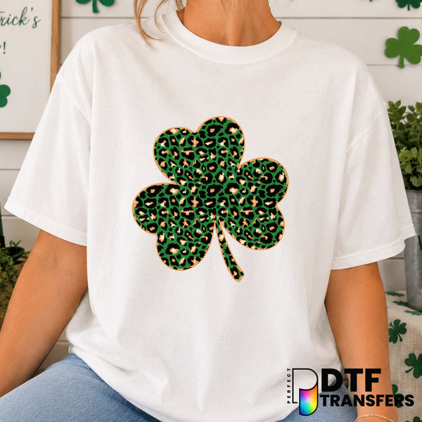 Leopard Print Shamrock – St. Patrick's Day DTF Transfer (view 2 of 2) – by Perfect DTF Transfers – Premade DTF Transfers –...