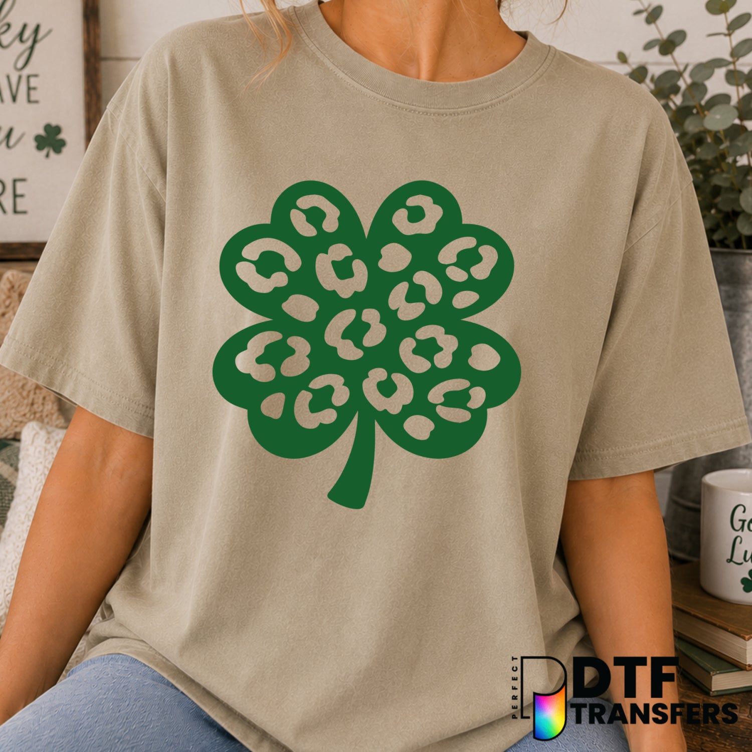 Leopard Shamrock Clover St. Patrick's Day – DTF Transfer (view 1 of 2) – by Perfect DTF Transfers – Premade DTF Transfers...