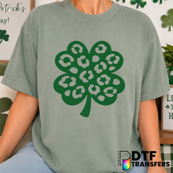 Leopard Shamrock Clover St. Patrick's Day – DTF Transfer (view 2 of 2) – by Perfect DTF Transfers – Premade DTF Transfers...