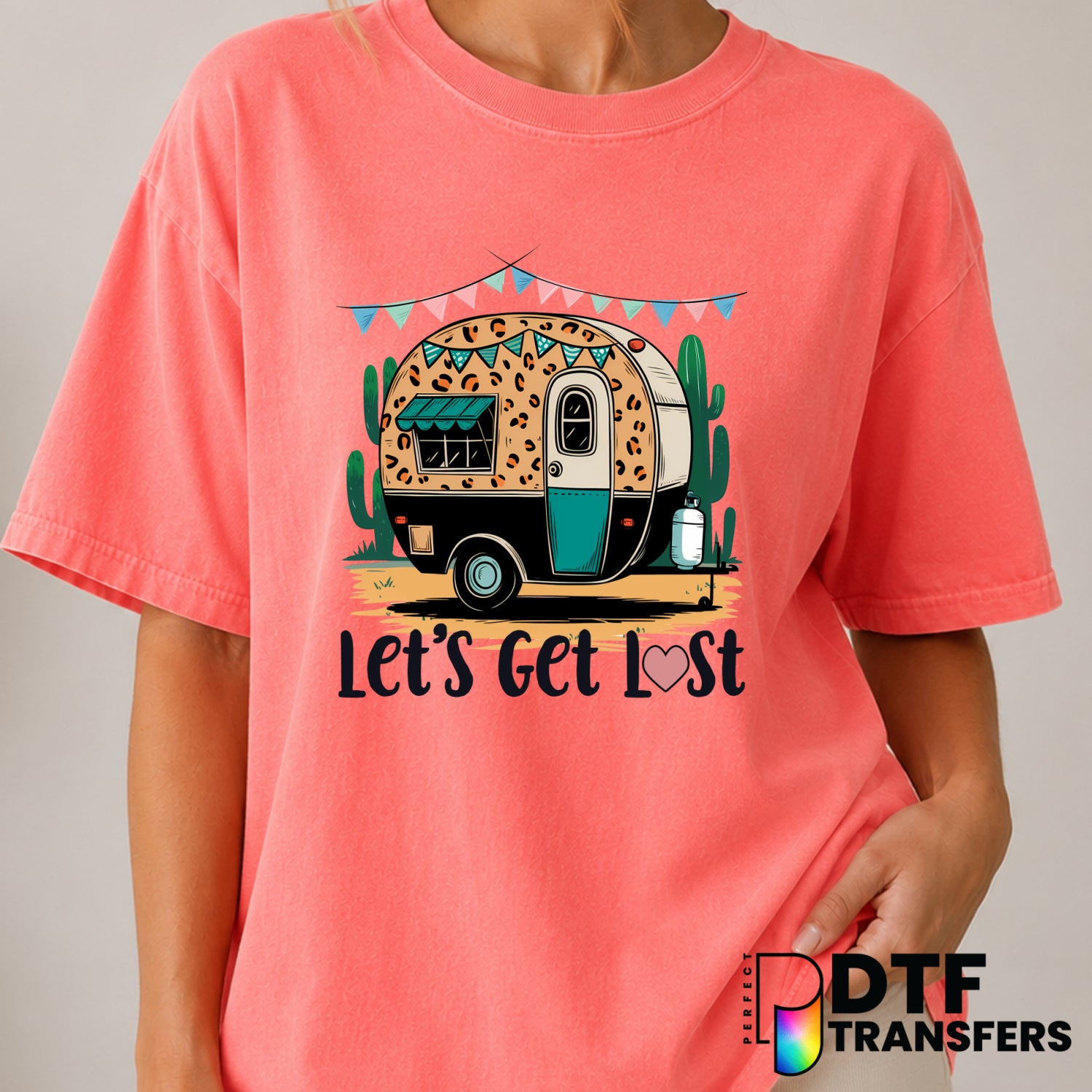 Let's Get Lost Cactus RV Camper – Camping DTF Transfer (view 2 of 2) – by Perfect DTF Transfers – Premade DTF Transfers –...