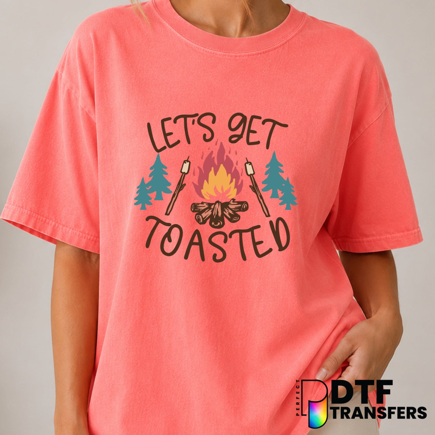 Let's Get Toasted Camping – DTF Transfer (view 2 of 2) – by Perfect DTF Transfers – Premade DTF Transfers – Camping, Outdoor