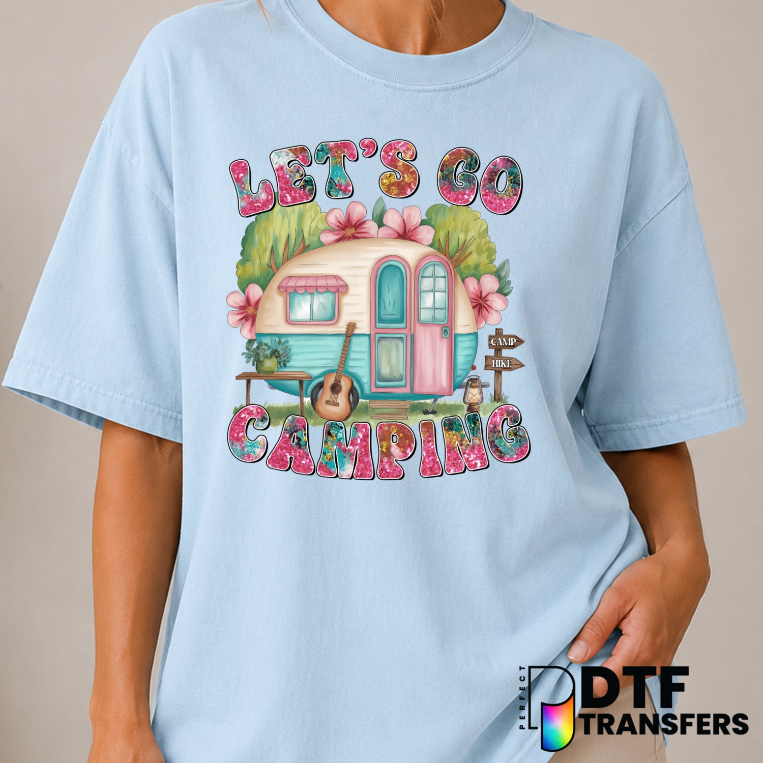 Let's Go Camping – Camping DTF Transfer (view 1 of 2) – by Perfect DTF Transfers – Premade DTF Transfers – Camping, Outdoor