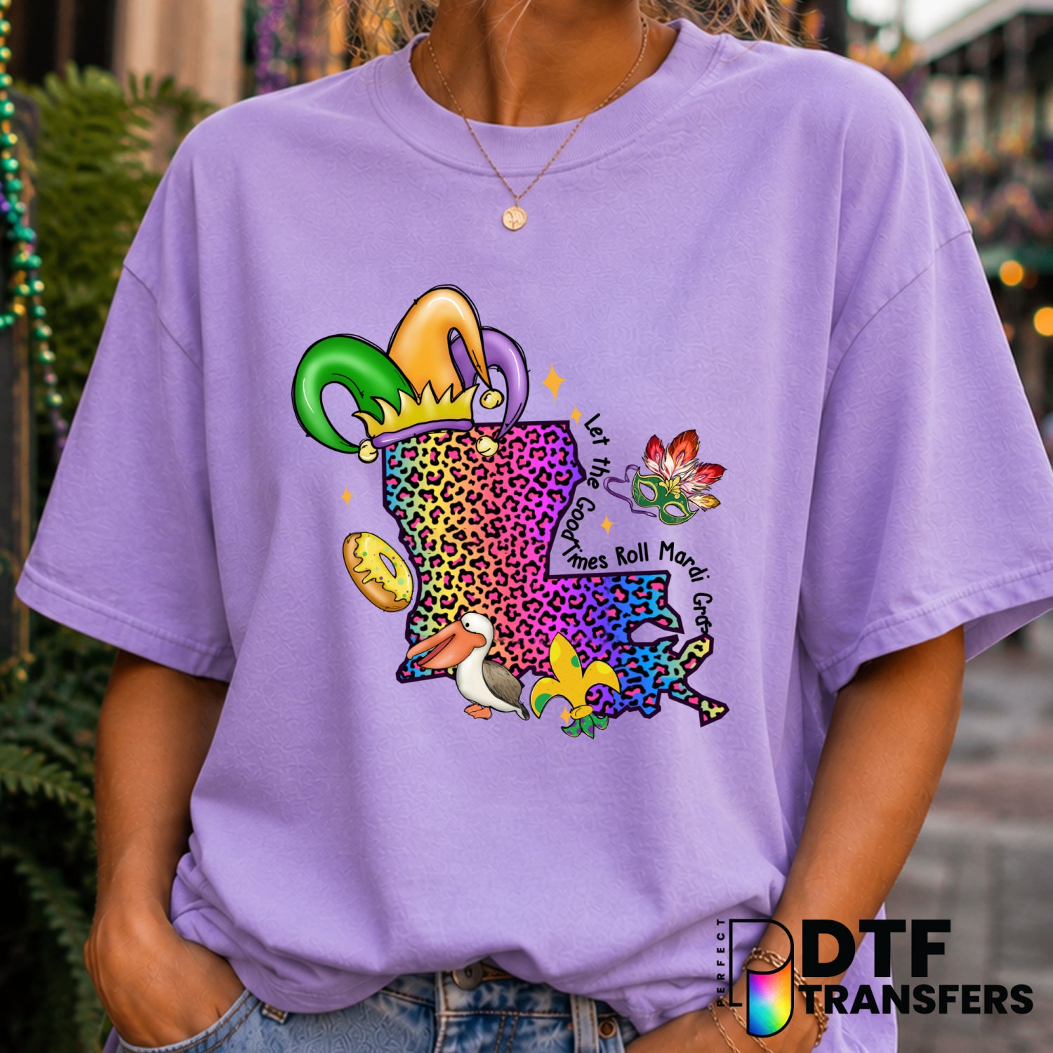 LET THE GOOD TIMES ROLL – Mardi Gras DTF Transfer (view 1 of 2) – by Perfect DTF Transfers – Premade DTF Transfers – Mardi...
