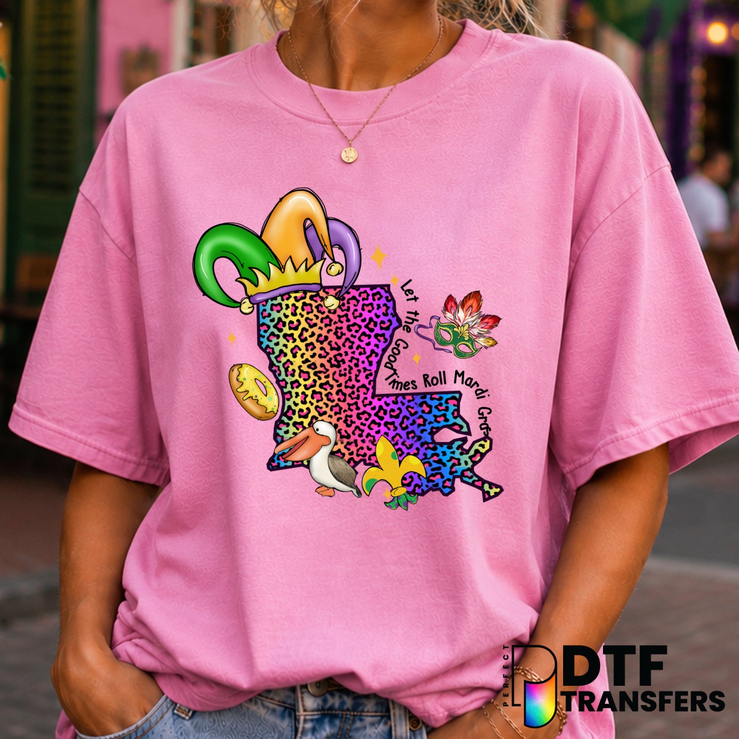 LET THE GOOD TIMES ROLL – Mardi Gras DTF Transfer (view 2 of 2) – by Perfect DTF Transfers – Premade DTF Transfers – Mardi...
