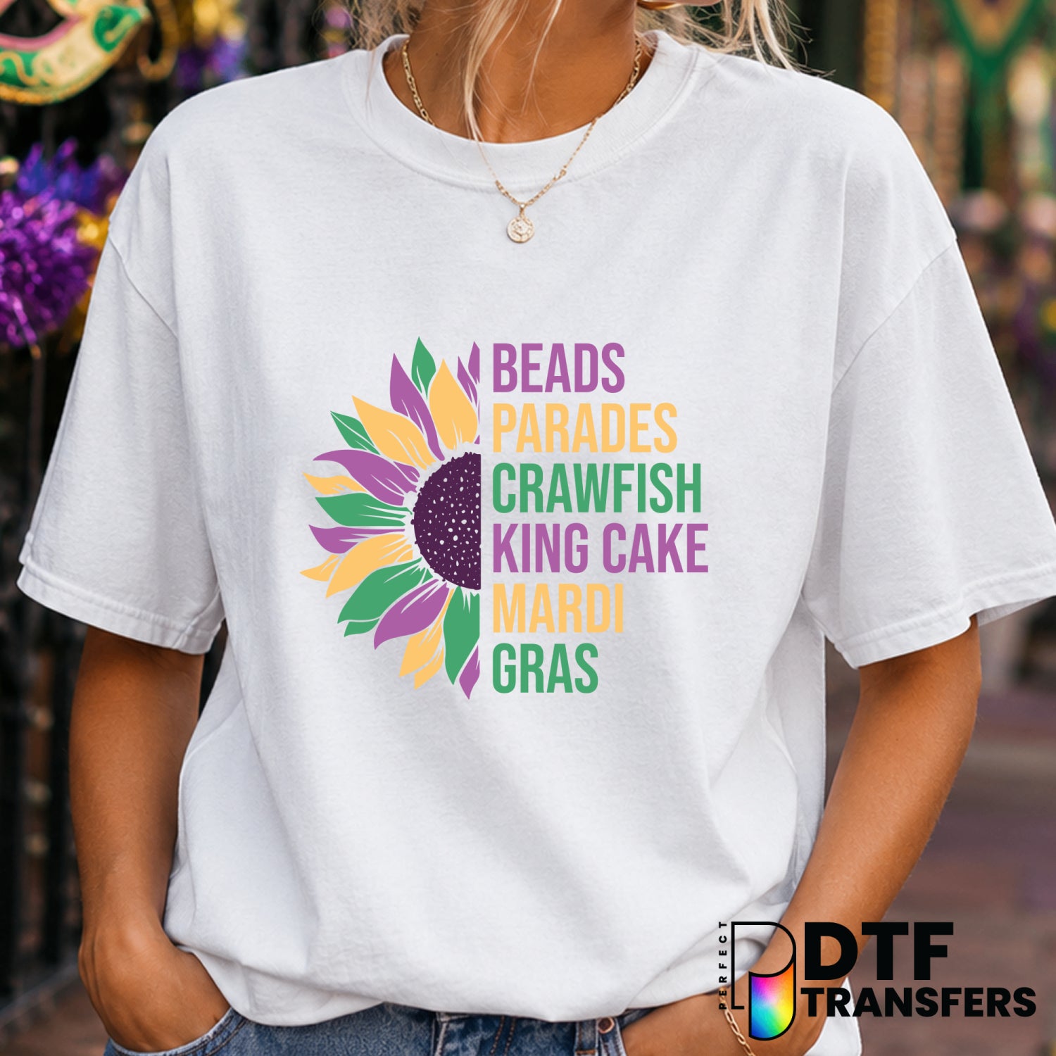 LET THE GOOD TIMES ROLL – Mardi Gras DTF Transfer (view 2 of 2) – by Perfect DTF Transfers – Premade DTF Transfers – Mardi...
