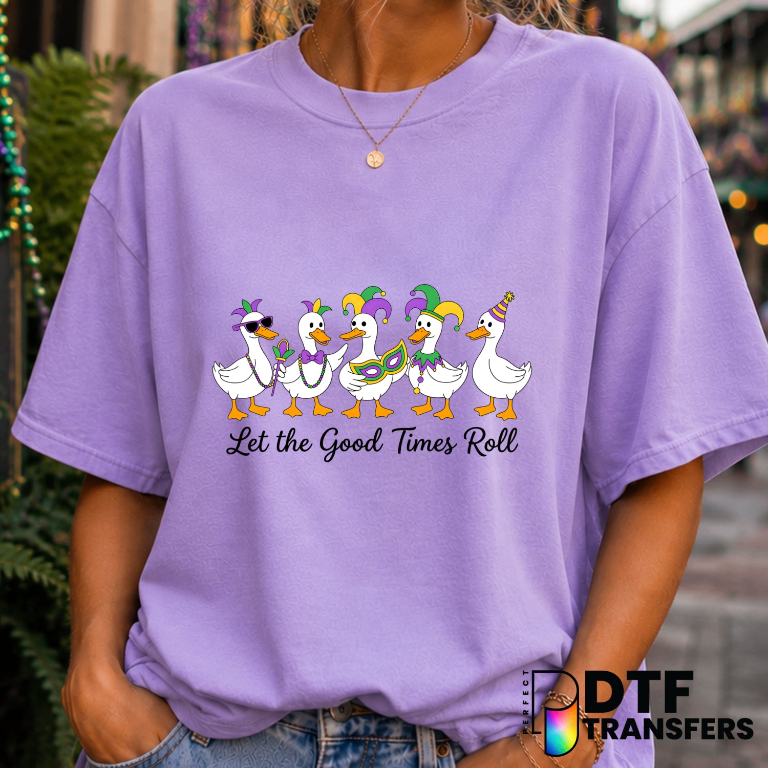 Let the Good Times Roll Silly Goose Mardi Gras – DTF Transfer (view 1 of 2) – by Perfect DTF Transfers – Premade DTF Trans...