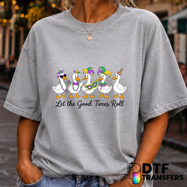 Let the Good Times Roll Silly Goose Mardi Gras – DTF Transfer (view 2 of 2) – by Perfect DTF Transfers – Premade DTF Trans...