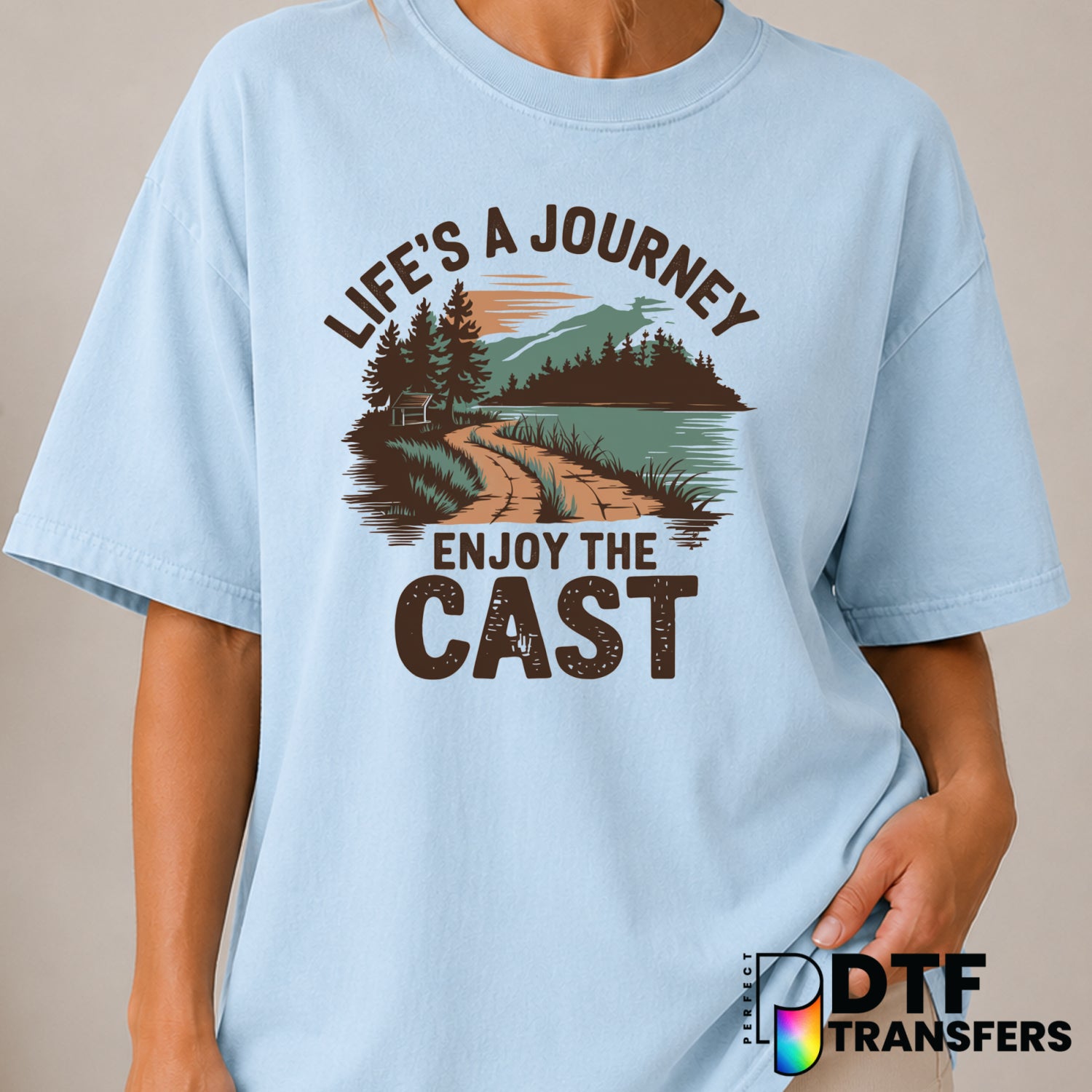 Life's a Journey Enjoy The Cast – Fishing DTF Transfer (view 1 of 2) – by Perfect DTF Transfers – Premade DTF Transfers –...