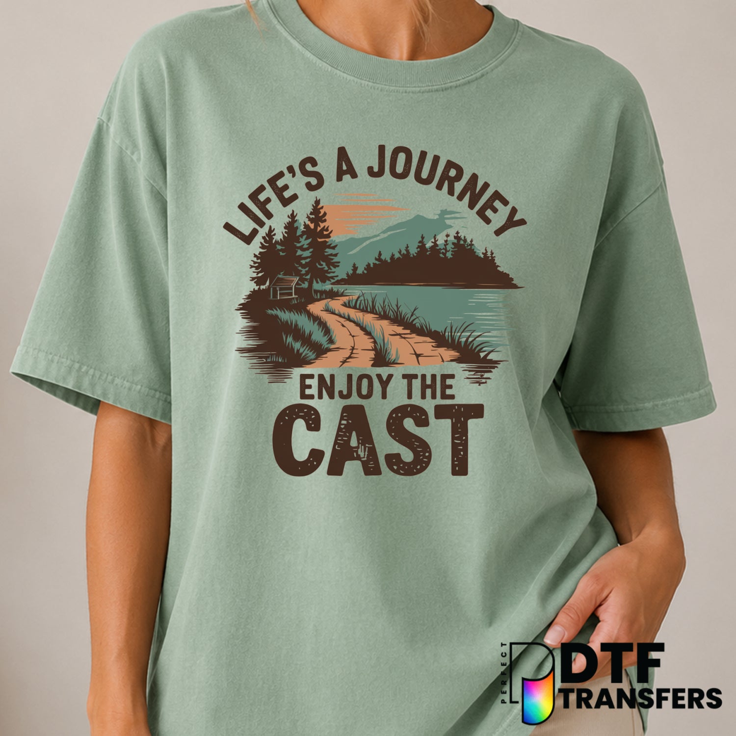 Life's a Journey Enjoy The Cast – Fishing DTF Transfer (view 2 of 2) – by Perfect DTF Transfers – Premade DTF Transfers –...