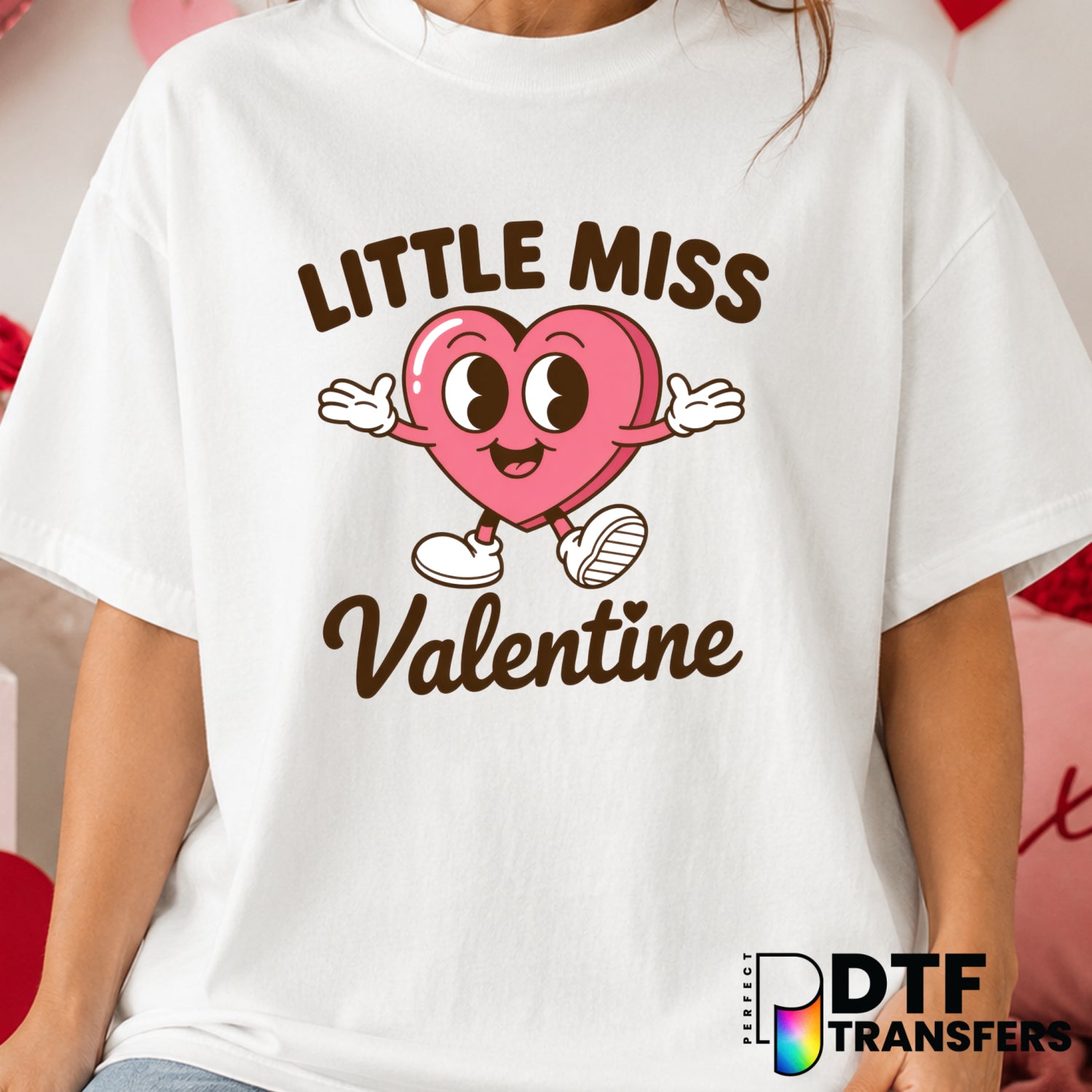 Little Miss Valentine Mascot – Valentine's Day DTF Transfer (view 1 of 2) – by Perfect DTF Transfers – Premade DTF Transfe...