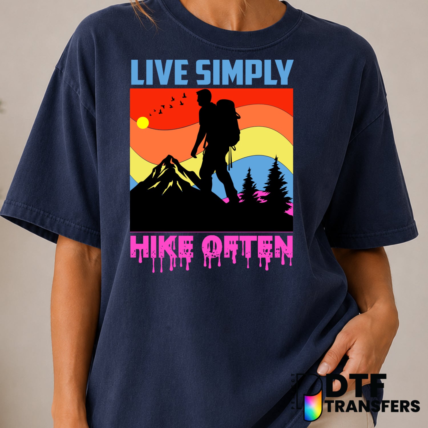 Live Simply Hike Often – Hiking DTF Transfer (view 1 of 2) – by Perfect DTF Transfers – Premade DTF Transfers – Hiking, Ou...